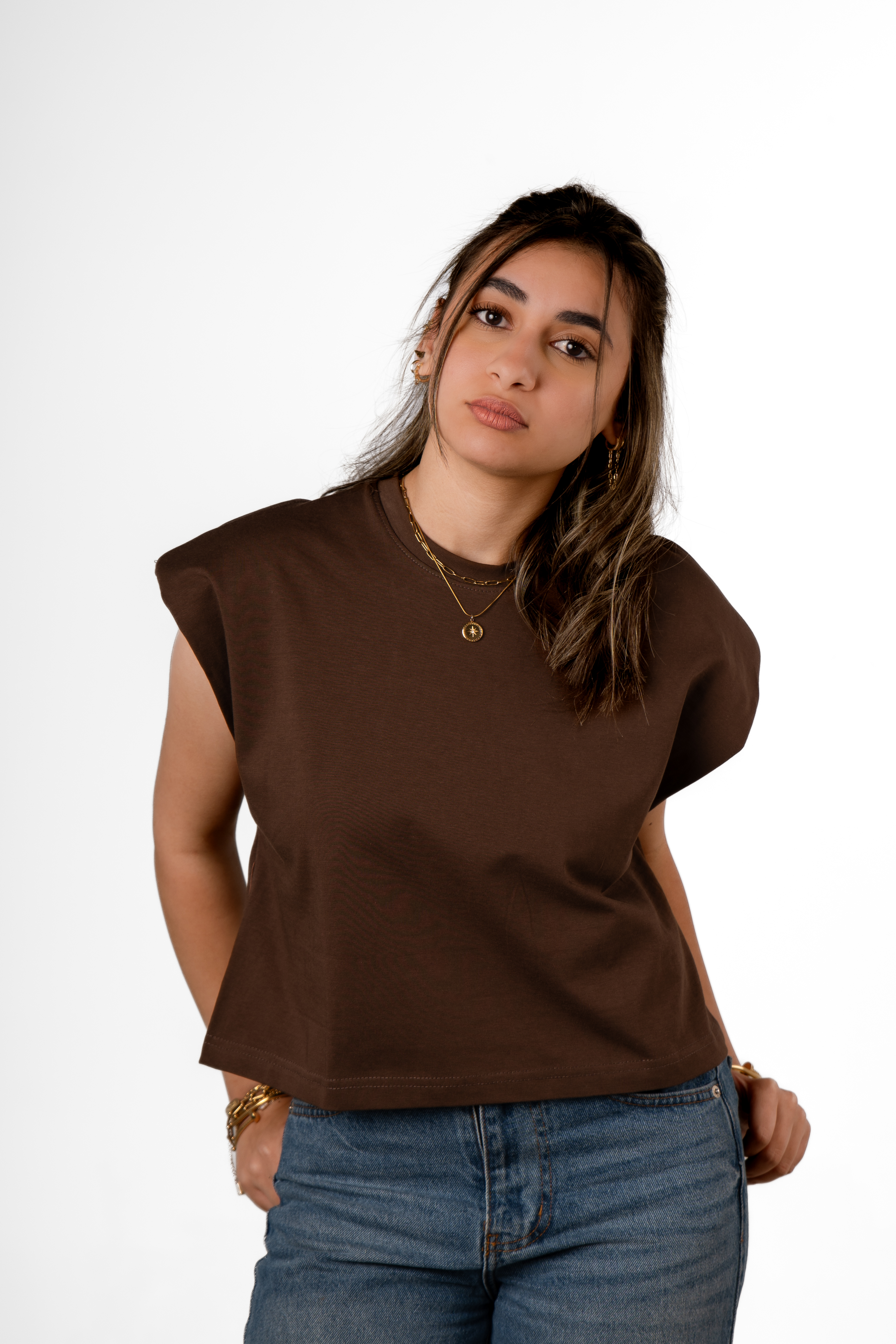 Padded sholder tank top