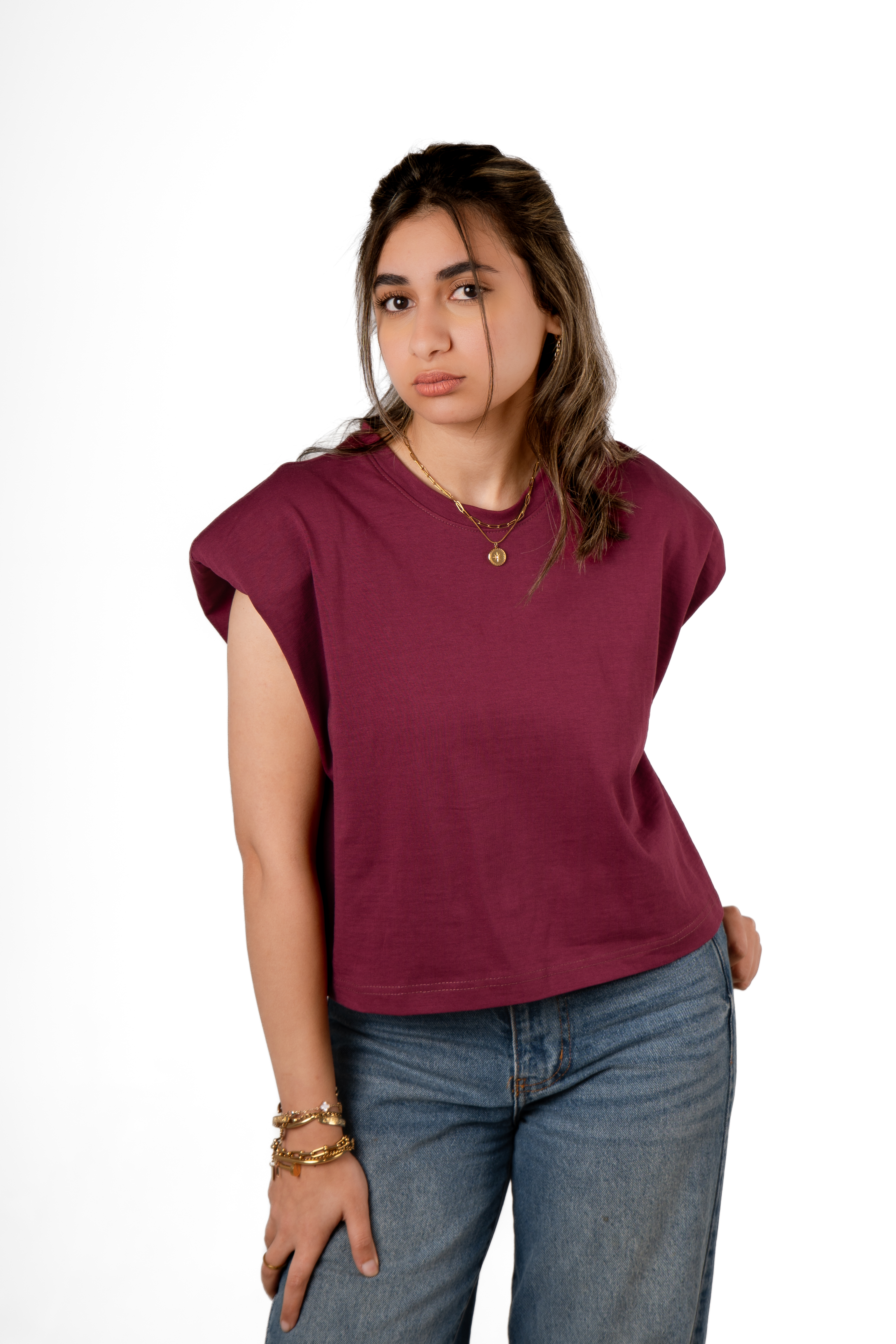 Padded sholder tank top